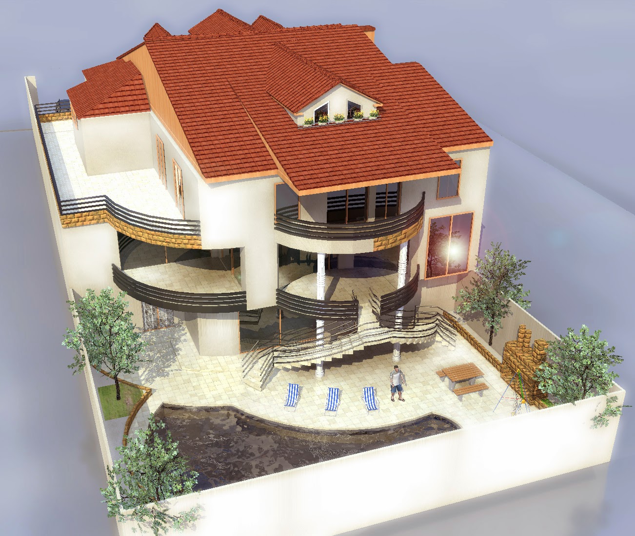 plan maison 3d facade